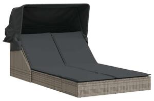 VidaXL Dupla Napozóágy - Polyrattan - Szürke - 200x100cm