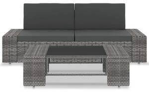 VidaXL Polyrattan Kerti Ülőgarnitúra - 3 részes - Szürke