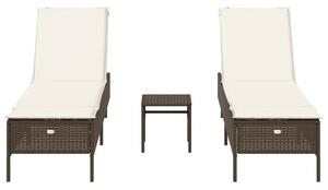 VidaXL Napozóágy Szett - 2 db, Barna Polyrattan