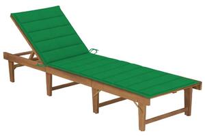 VidaXL Akácfa Napozóágy - 200cm - Zöld Párna