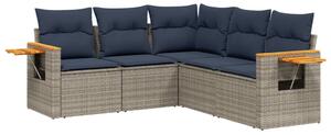5 részes szürke polyrattan kerti ülőgarnitúra párnával