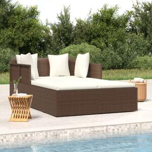 VidaXL Napozóágy - Barna Polyrattan - 182x118x63 cm
