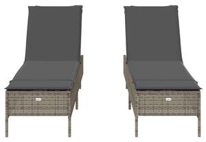 VidaXL Napozóágy Szett - 2 db - Polyrattan - Szürke