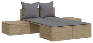VidaXL Dupla Napozóágy - Polyrattan - Bézs - 162cm