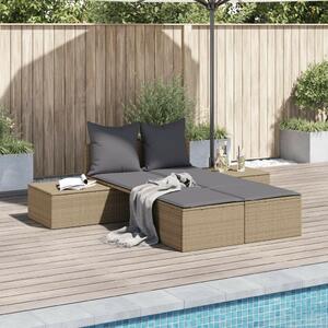 VidaXL Dupla Napozóágy - Polyrattan - Bézs - 162cm