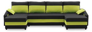 Nagyméretű szétnyitható ülőgarnitúra SPARTA PLUS COLOR Fekete + zöld