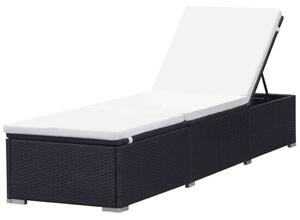 VidaXL fekete polyrattan napozóágy párnával