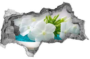 Lyuk 3d fali matrica Fehér virágok spa