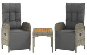 VidaXL 4 részes szürke polyrattan kerti étkezőszett párnával