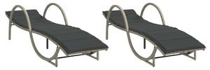 VidaXL Napozóágy - Polyrattan - 2 db - Szürke