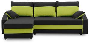 Szétnyitható sarok ülőgarnitúra HEWLET PLUS Color Fekete + zöld