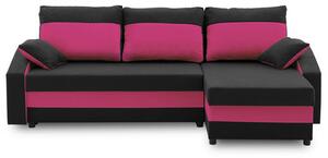Szétnyitható sarok ülőgarnitúra HEWLET PLUS Color Fekete + Rózsaszin