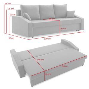 Nagyméretű kanapéágy HEWLET PLUS Color Fekete + Rózsaszin