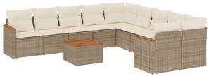 VidaXL Polyrattan Kerti Ülőgarnitúra - 11 részes - Bézs
