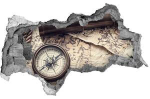 3d lyuk fal dekoráció Iránytű térkép nagyító