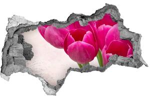 Lyuk 3d fali matrica Rózsaszín tulipánok