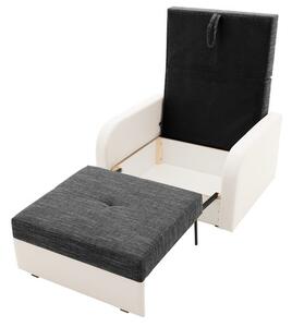 Szétnyitható fotel FASO I 80. Fehér eko-bőr + Világosszürke