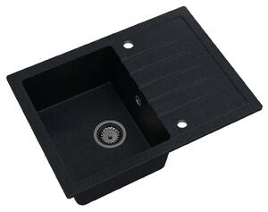 SINK Quality Mosogató Minőségi Titanite, konyhai gránit mosogató 680x495x215 mm + fekete szifon, fekete foltos-Brocade, SKQ-TIT.B.1KKO.XB