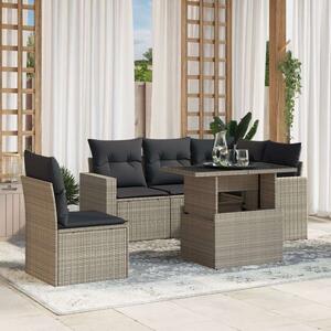 VidaXL Polyrattan Kerti Ülőgarnitúra - 6 részes, Világosszürke