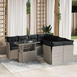 VidaXL Polyrattan Kerti Ülőgarnitúra - 9 részes, Világosszürke
