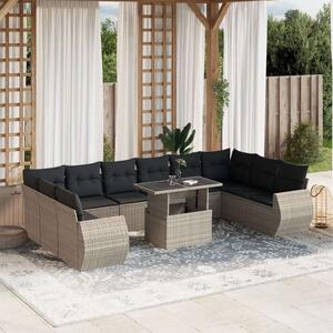 VidaXL Polyrattan Kerti Ülőgarnitúra - 11 részes, Világosszürke