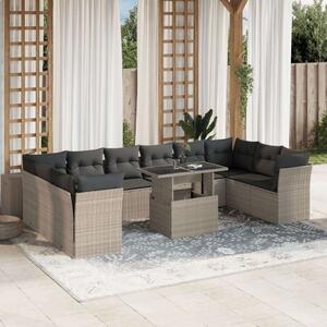 VidaXL Polyrattan Kerti Ülőgarnitúra - 11 részes, Világosszürke