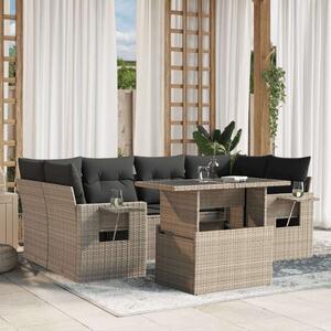 VidaXL Polyrattan Kerti Ülőgarnitúra - 7 részes, Világosszürke