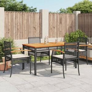 VidaXL 5 részes Kerti Étkezőgarnitúra - Polyrattan - Fekete