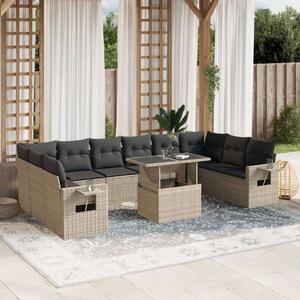 VidaXL 11 részes világosszürke polyrattan kerti ülőgarnitúra párnákkal
