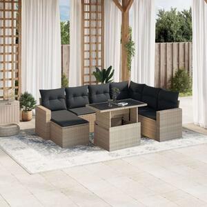 VidaXL Polyrattan Kerti Ülőgarnitúra - 8 részes, Világosszürke