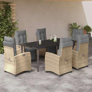 VidaXL 7 részes vegyes bézs polyrattan kerti étkezőgarnitúra párnákkal
