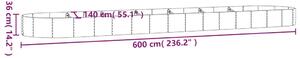 VidaXL szürke porszórt acél kerti magaságyás 600x140x36 cm
