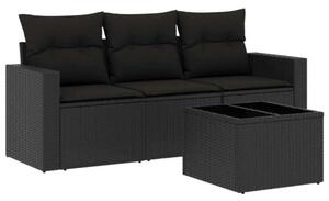 VidaXL Polyrattan Kerti Ülőgarnitúra - 4 részes - Fekete