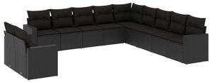 VidaXL Polyrattan Kerti Ülőgarnitúra - 11 részes - Fekete