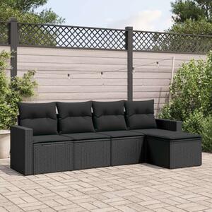 VidaXL 5 részes Polyrattan Kerti Kanapé Szett - Fekete