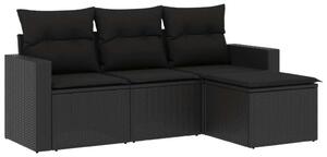VidaXL Polyrattan Kerti Ülőgarnitúra - 4 részes - Fekete