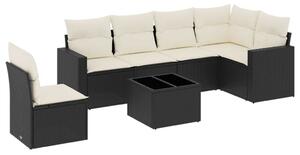 Polyrattan Kerti Ülőgarnitúra - 7 részes - Fekete
