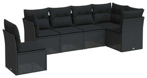 VidaXL Polyrattan Kerti Ülőgarnitúra - 6 részes - Fekete