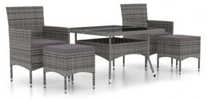 VidaXL Polyrattan Kerti Étkezőgarnitúra - 5 részes, Szürke