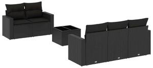 VidaXL Polyrattan Kerti Ülőgarnitúra - 6 részes - Fekete