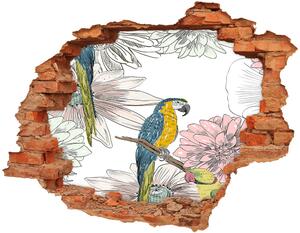 3d fali matrica lyuk a falban Papagájok és virágok
