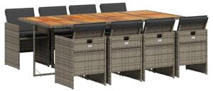 VidaXL Polyrattan Kerti Étkezőgarnitúra - 9 részes - Szürke