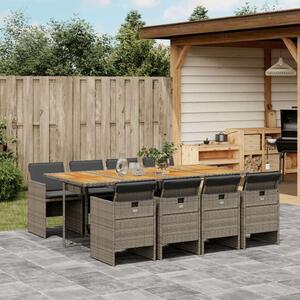 VidaXL Polyrattan Kerti Étkezőgarnitúra - 9 részes - Szürke