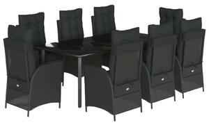 VidaXL - 9 Részes Kerti Étkezőgarnitúra - Polyrattan - Fekete