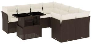 Polyrattan Kerti Ülőgarnitúra - 9 részes - Barna