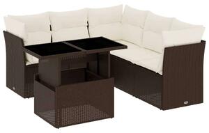 VidaXL Polyrattan Kerti Ülőgarnitúra - 6 személyes - Barna