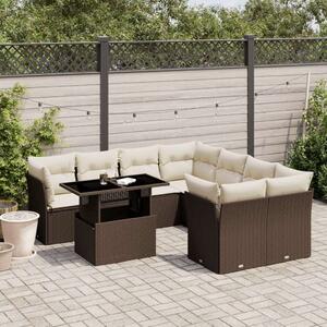 Polyrattan Kerti Ülőgarnitúra - 9 részes - Barna