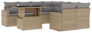 VidaXL Polyrattan Kerti Ülőgarnitúra - 9 részes - Bézs