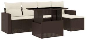 Polyrattan Kerti Ülőgarnitúra - 6 Személyes - Barna
