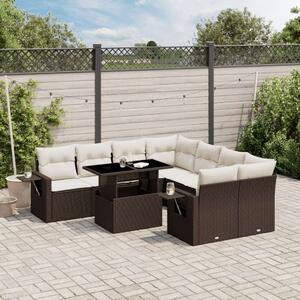 Polyrattan Kerti Ülőgarnitúra - 9 részes - Barna